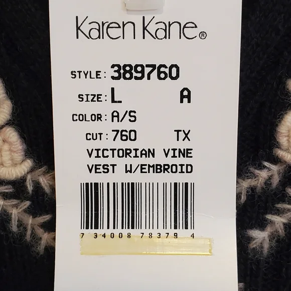 Karen Kane Embroidered Sweater Vest, Size L - Picture 2 of 7